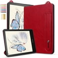 thumbnail image 1 of for All-New 6" Kindle 12th Generation 2024 Release & 11th Gen 2022 Release - Shockproof Durable Premium PU Leather Cover with Kickstand, Business Style, Hand Strap Feature,Red, 1 of 6