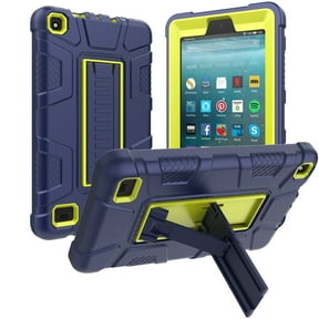 All-New Amazon Fire 7" 2019 Case, Dteck Heavy Duty Shockproof Armor Rugged Protective Case Cover with Stand Compatible With Amazon Kindle Fire 7 9th Generation 2019 Release (Blue/Yellow)