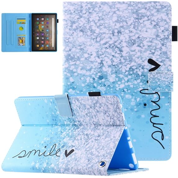 All-New Fire HD 10&HD 10 Plus Case (11th Generation, 2021 Release), Folio Stand Premium Leather Magnetic Wallet Cover with Smart Auto Wake/Sleep & Pencil Holder, Smile
