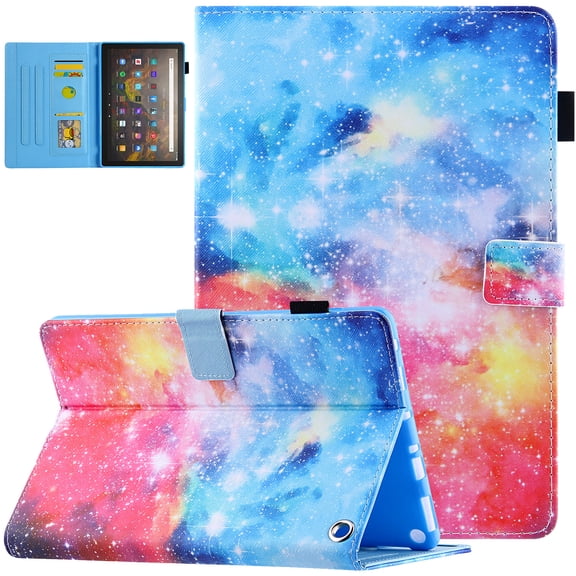 All-New Fire HD 8&HD 8 Plus Case (10th Generation, 2020 Release), Folio Stand Premium Leather Magnetic Wallet Cover with Smart Auto Wake/Sleep & Pencil Holder, Beautiful Galaxy