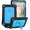 thumbnail image 1 of All-New Kindle Fire 7 Tablet Case 12th Gen 2022 Release SOAUTO Hybrid Protective Case with Kickstand Strap / Come With Tempered Glass Screen Protector For Amazon Fire 7 Kids Tablet - Black+Blue,2 Pcs, 1 of 6