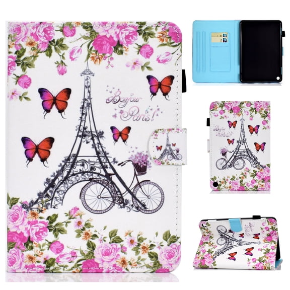All-New Kindle Fire HD 8 2020 & Fire HD 8 Plus Tablet Case - Allytech Folio PU Leather Smart Case Cover with Auto Wake/Sleep for Kindle Fire HD 8 Tablet (10th Gen, 2020 Release), Butterfily Tower