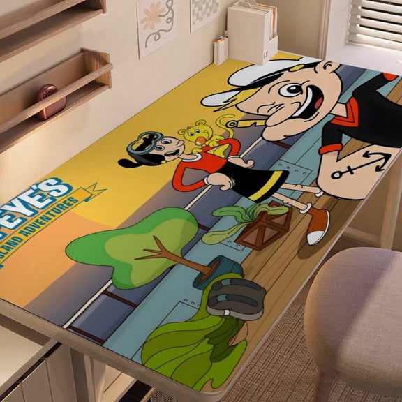 The All-New Popeye Hour-themed extra-large Non-Slip Base leather Desk Table mat—versatile for computer desks, dining tables, and more.12"x24"(30X60cm)