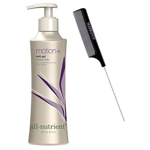 All-Nutrient Motion + Soft Gel, Medium Hold with Added Hair Sheen (w/ Sleek Comb) UV+ Color Protection, 100% Vegan (8 OZ / 237 ML)