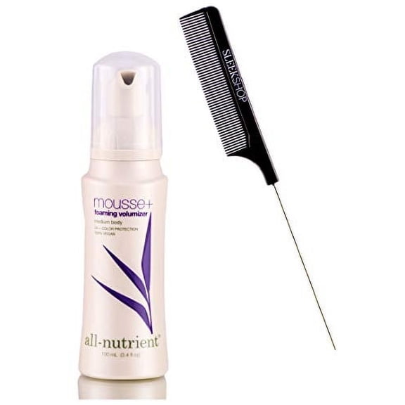 All-Nutrient Mousse + Foaming Volumizer, Medium Body Hair Foam (w/Sleek Comb) Adds Body & Lift, UV+ Color Protection, 100% Vegan (8.4 oz - ORIGINAL SIZE)