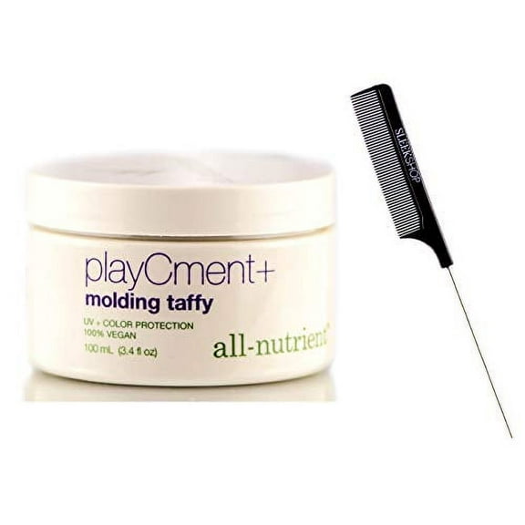 All-Nutrient PlayCment + Molding Taffy, Extreme Hold (w/ Sleek Comb) Play Cment Hair Cement, UV+ Color Protection, 100% Vegan (3.4 OUNCE / 100 ML SIZE)