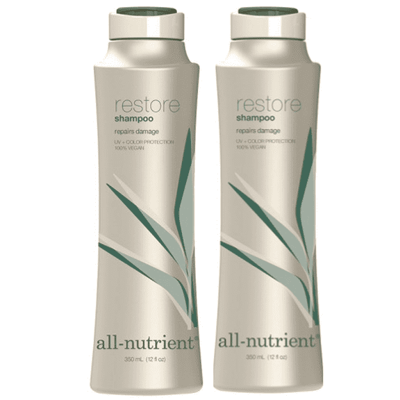 All-Nutrient Restore Shampoo (12 FL OZ / 350 ML x2) 2 PACK - Repairs Damage, UV + Color Protection