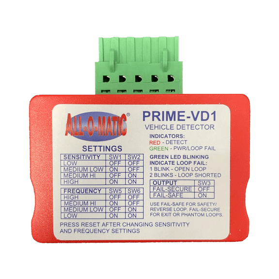 All-O-Matic Prime VD-1 Plug-In Vehicle Loop Detector For LPR-2 Loop Rack 12-24VDC Fail-Safe Or Fail-Secure