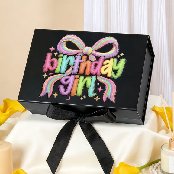 All-Occasion Printed Gift Box, Fashion Printed Surface, Magnetic Lid and Satin Ribbon Ornament, 5 Colors Selection, 11.4×8.6×4.1 in & 8.6×6.3×3.3 in, Paper Gift Packaging Supplies