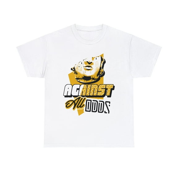 All Odds Retro Yellow Ochre Sneaker Tee Shirt White