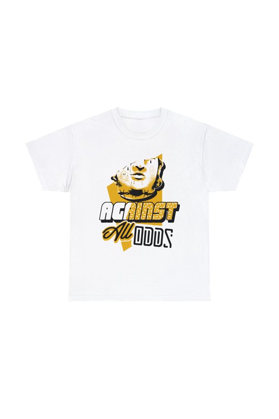 All Odds Retro Yellow Ochre Sneaker Tee Shirt White