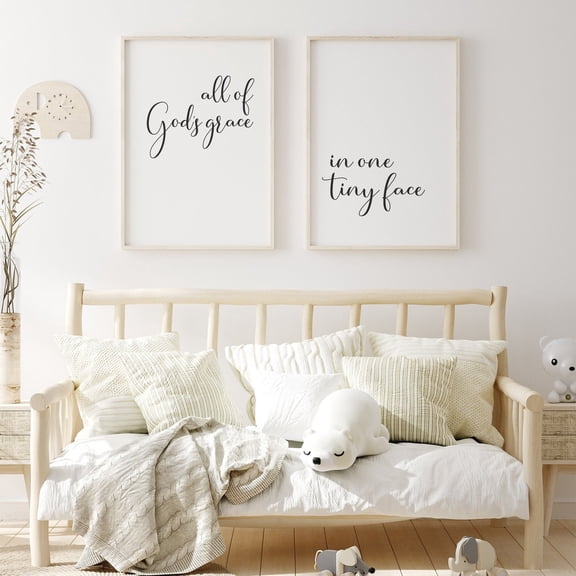 All Of Gods Grace In One Tiny Face Nursery Christian Wall Decor Baby Shower Set 2 Unframed Paper Print 8x12