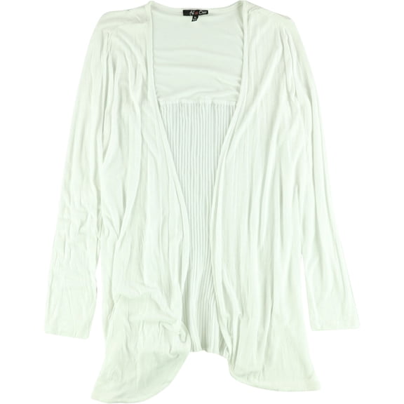 All @ Once Womens Pleated Cardigan Sweater, White, X-Large