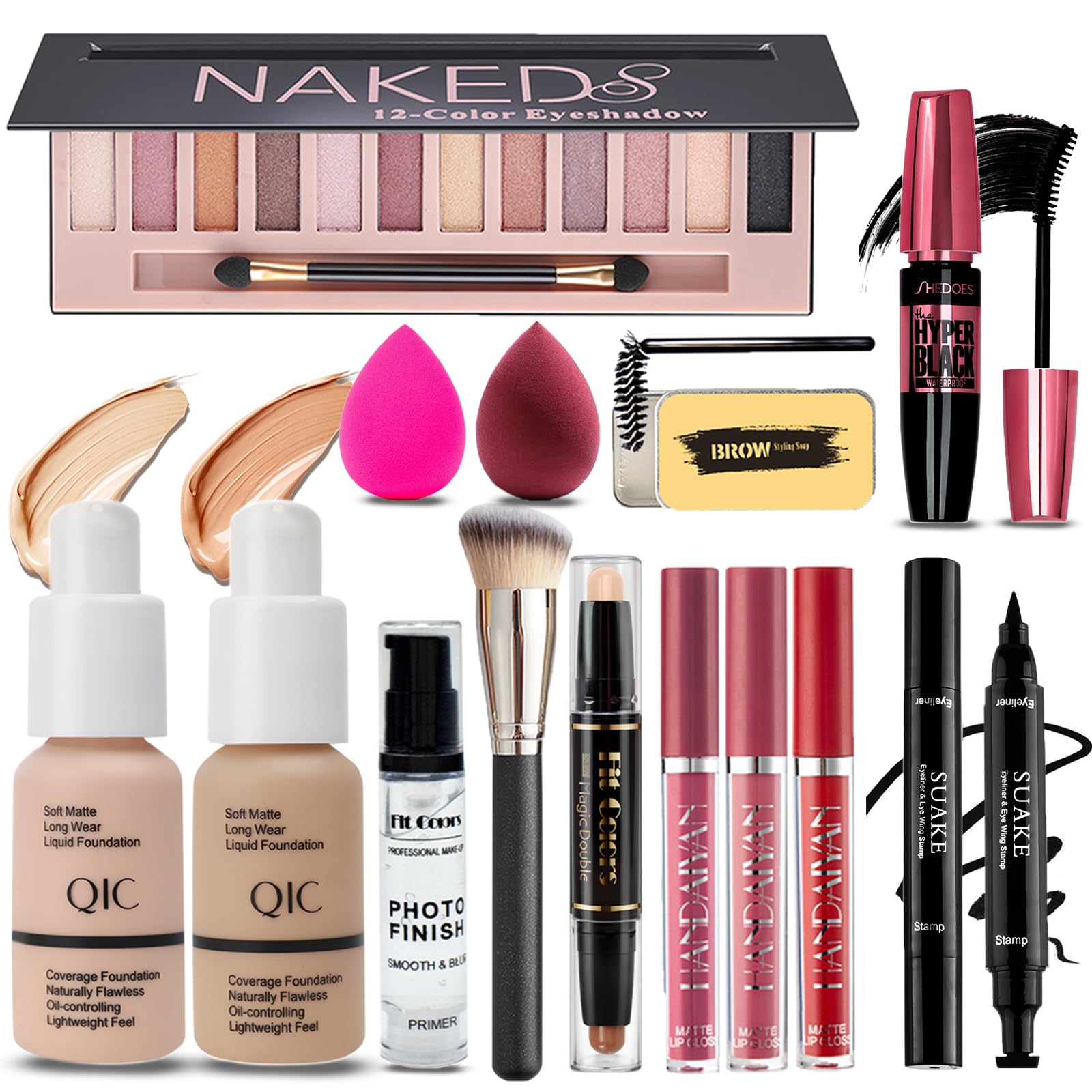 All In One Makeup Set – 20 Lidschatten, 6 Lipgloss, Pinsel, Spiegel, Für Anfänger & Profis