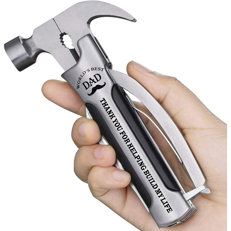 All in One Survival Tools Small Hammer Multitool, Father's Day, Unique Gifts  for Dad from Daughter Kids, Birthday Gift Ideas for Dad Men Him from Son,  Cool Gadgets for Men 