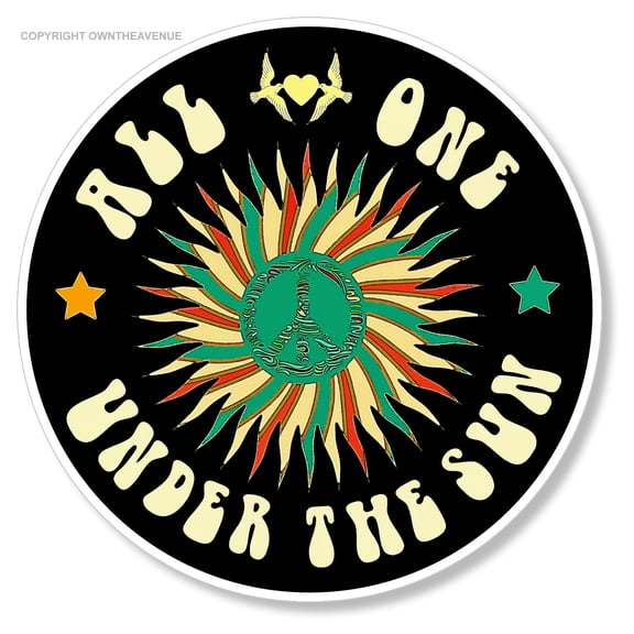 All One Under The Sun Peace Love Groovy Car Truck Laptop Sticker Decal 3.75"
