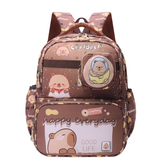 All Over Cartoon Print Backpack for Ages 5rd 6th 8th 10th With Attached Mini Pouch Lightweight Waterproof Multi Compartment Back To School Bookbag