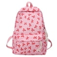 thumbnail image 1 of All Over Mini Bow Print Backpack Front Bow Decor Multi Pocket Lightweight Waterproof Casual Teen Back To School Daypack, 1 of 5