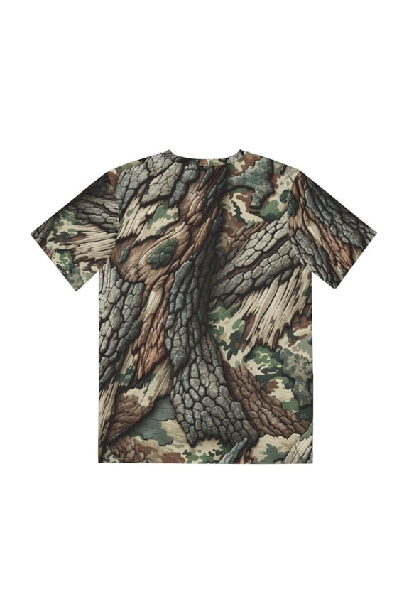 All Over Print Camo Gorpcore Streetwear Tee Camouflage Tree Bark Retro