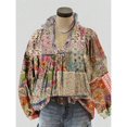thumbnail image 1 of All Over Print  Floral    None    Floral Print Slit Neck Bubble Sleeve Top  Spring/Summer, 1 of 3