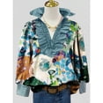thumbnail image 1 of Unbranded Floral Print V-Neck Bubble Sleeve Blouse, 1 of 3