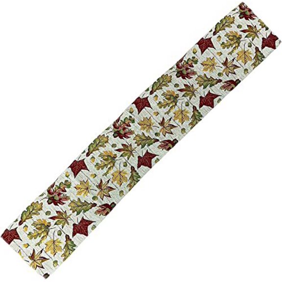 All Over The Leaves Autumn Fall Thanksgiving Harvest Tapestry Runner Kitchen Dinning Table Easy to Clean, Machine Washable Size: 13 x 72.