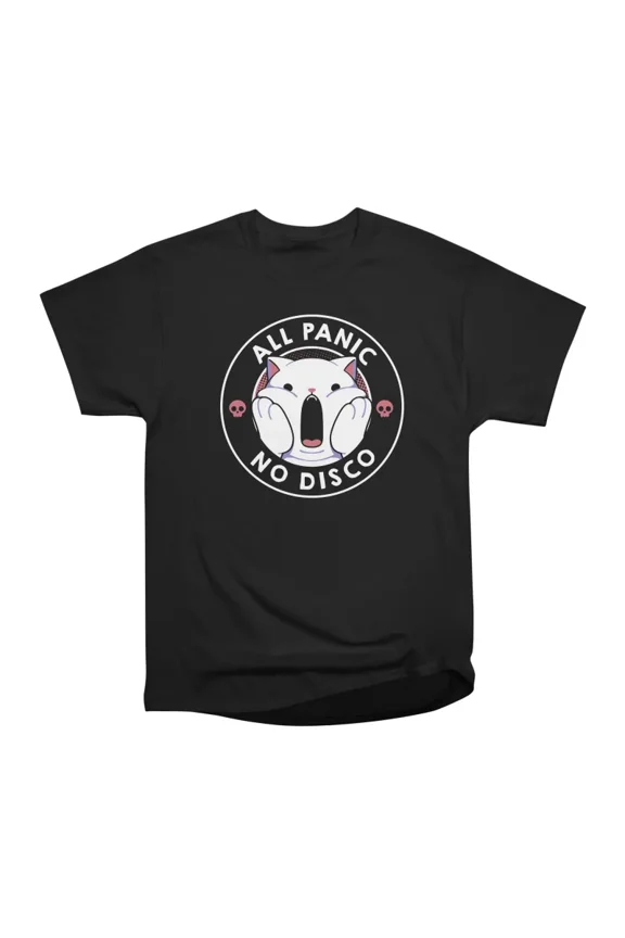 All Panic No Disco Funny Cat by Tobe Fonseca T-Shirt Tee Gift For Him Merch For Her Appare