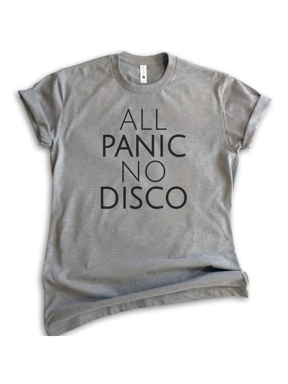All Panic No Disco Shirt, Unisex Women's Men's Shirt, Nervous Shirt, Introvert Shirt, Dark Heather Gray, 4X-Large