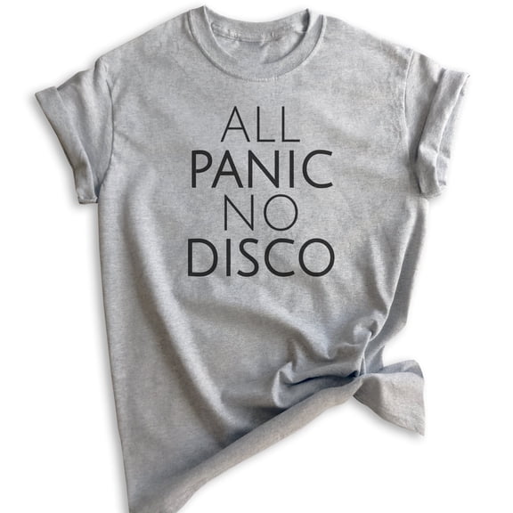 All Panic No Disco Shirt, Unisex Women's Men's Shirt, Nervous Shirt, Introvert Shirt, Heather Gray, 3X-Large