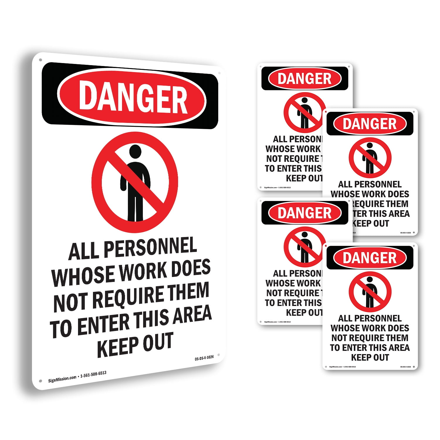 All Personnel Whose OSHA Danger Aluminum Sign 18 Inch x 12 Inch - 5 ...