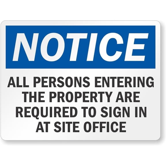 All Persons Entering Required To Metal Aluminum Sign In Weatherproof Metal Aluminum Sign Size: 8 x 12 Inch