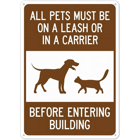 All Pets Must Be On A Leash/Carrier Before Entering Sign (NO.3187) - 8"x12" Metal Tin Sign, Clear Warning for Home & Business Use