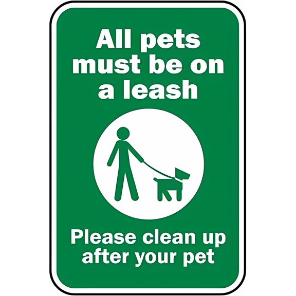 All Pets Must Be On A Leash Clean Up Tin Sign - 8"x12" Vintage Warning Metal Sign, Wall Decor for Home Farm Bar Coffee Shop
