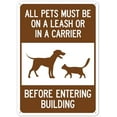 thumbnail image 1 of All Pets Must Be On A Leash Of In A carrier Before Entering Building Property Safety Signs Metal Tin Sign 8x12 Inch Clear Warning for Home & Busines, 1 of 4