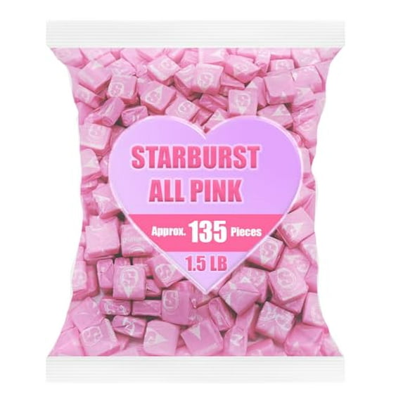 All Pink Starburst Candy - Starburst - 1.5 lb bag - Pink Candy - Starbursts Bulk - Pink Candy for Candy Buffet - Pink Snacks - Pink Starburst Candy Bulk Individually Wrapped Valentines Candy Bulk