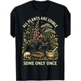 thumbnail image 1 of All Plants Are Consumable Some Only Once Black Cat Garden Retro Casual Crew Neck Printed T Shirt, 1 of 9