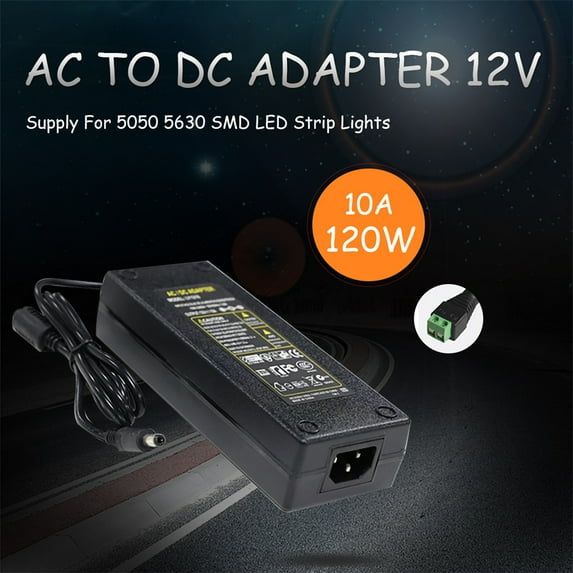 12V 10A Power Supply AC to DC Adapter, AC to DC Converter 100V-240V to 12V 10A 120W, 12 Volts 10 Amps Power Transformer 5.5x2.5mm & 5.5x2.1mm Tip, DC 12V 10A Desktop Regulated Power Adapter