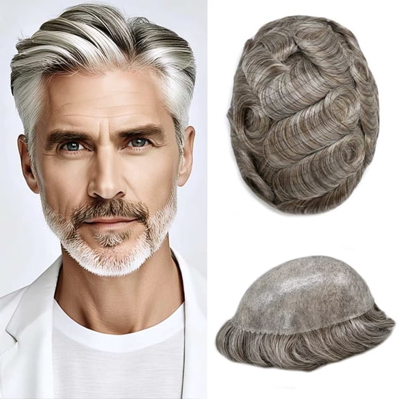 All Poly Toupee for Men Hairpieces Human Hair Replacement Systems 0.1MM Thin Skin PU Injection Mens Toupee
