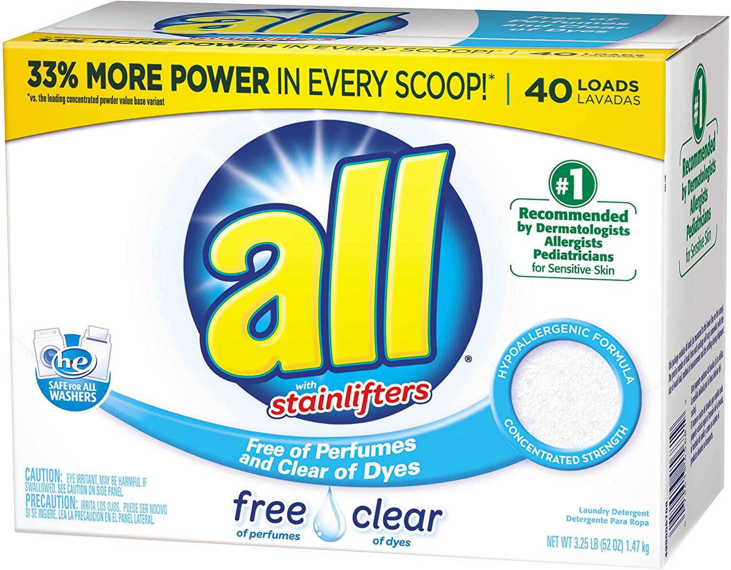 All Powder Laundry Detergent, Free Clear for Sensitive Skin, 52 Ounces