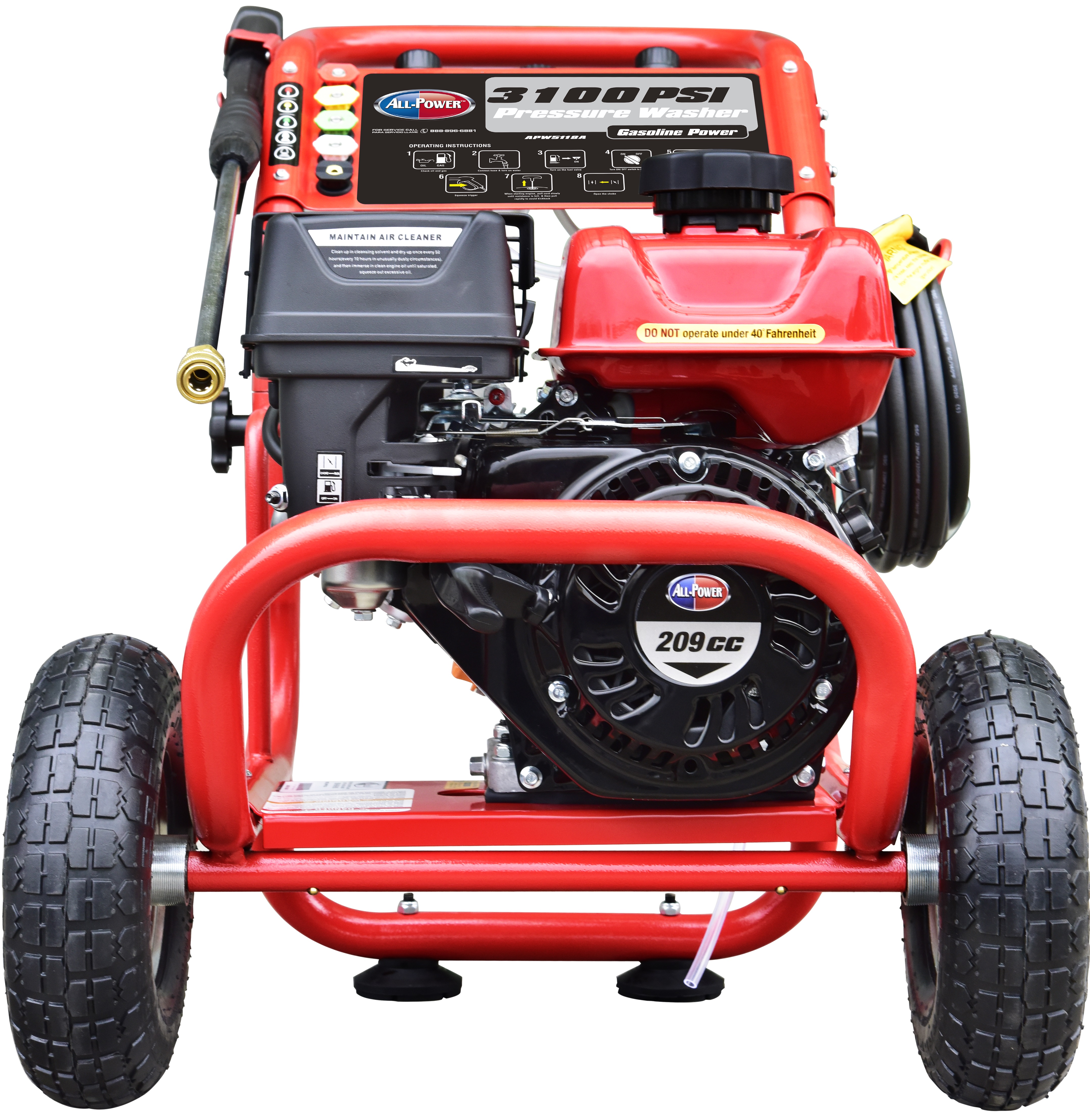All Power America 3100 PSI, 2.6 GPM Gas Pressure Washer w/ 30 ft High Pressure Hose, C.A.R.B. Compliant, APW5118A - image 1 of 6