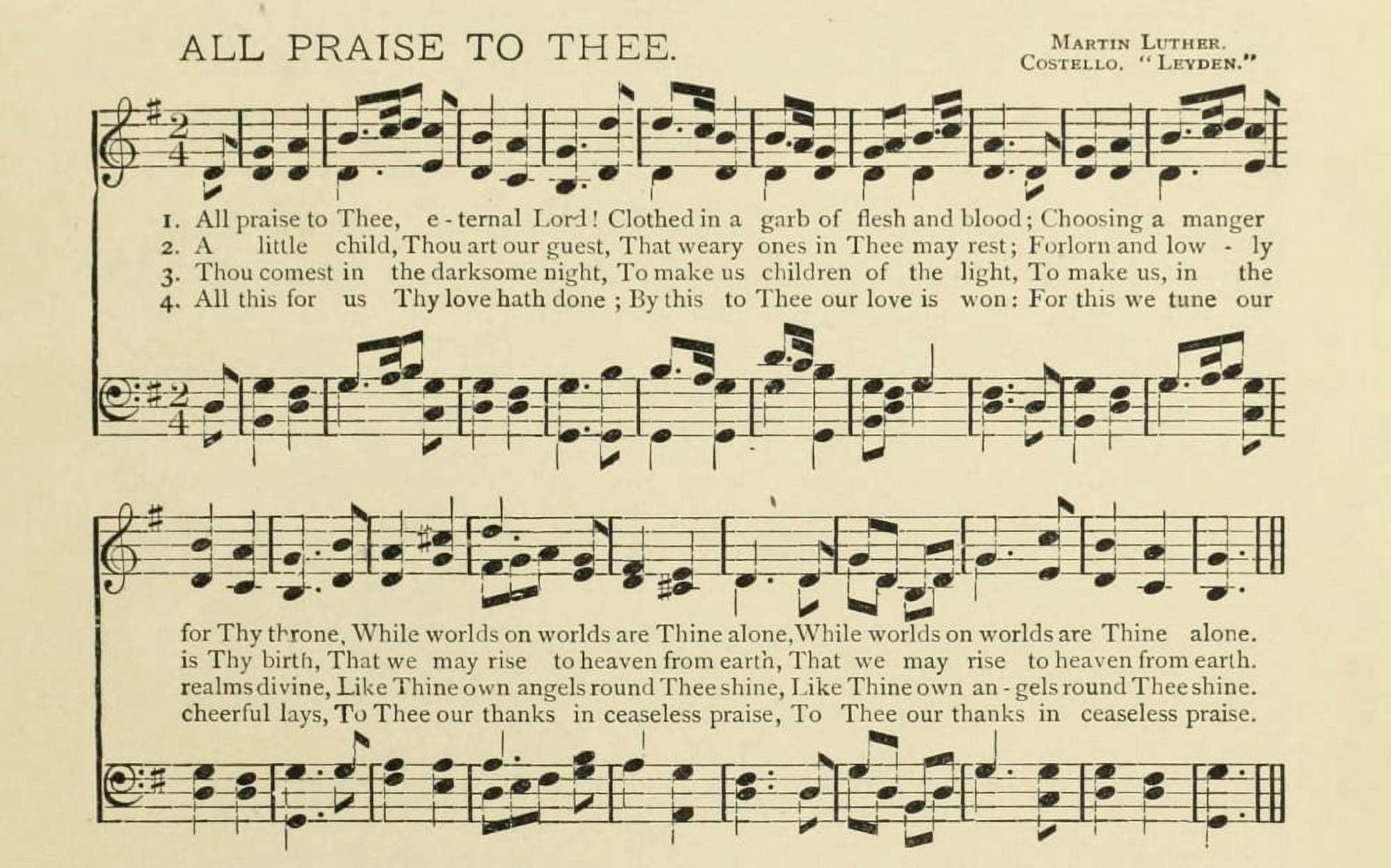 All Praise to Thee Christmas in Song & Story 1891 Canvas Art - (18 x 24)