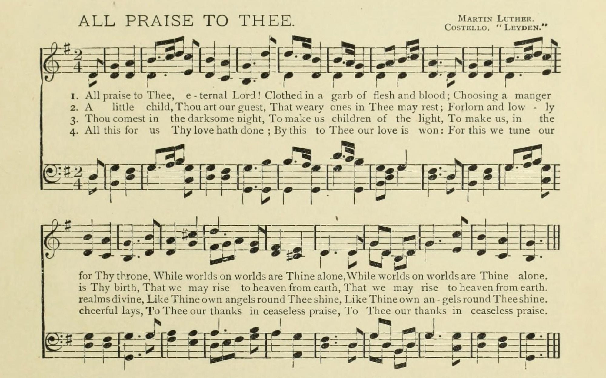 All Praise to Thee Christmas in Song & Story 1891 Canvas Art - (24 x 36)