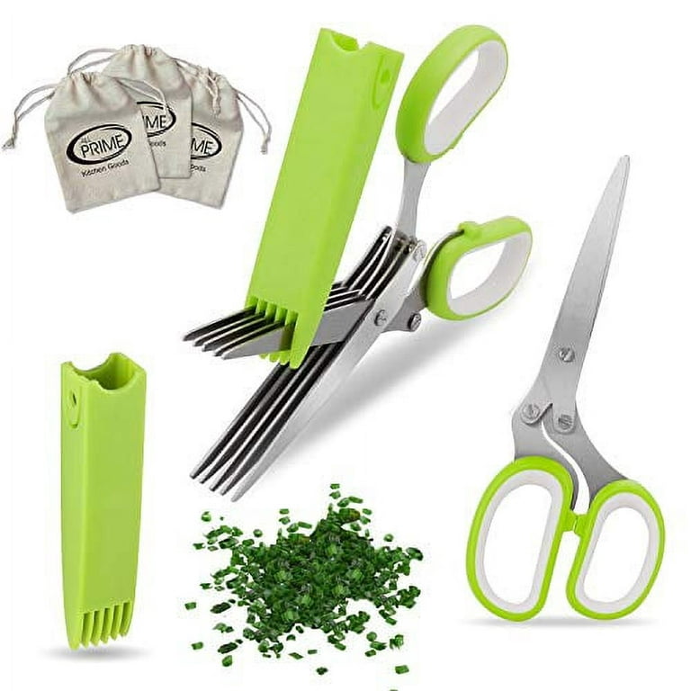 All Prime Herb Scissors - Also Included 3 FREE Herb Pouches ($6 Value) -  Includes Protective Guard Cover & Blade Cleaner - One of Best Kitchen  Gadgets 