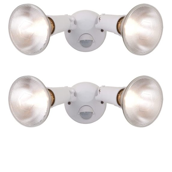 All-Pro Motion Security Floodlight with Hidden Sensor, 110° Detection, Wall Mount, 2-Pack, White