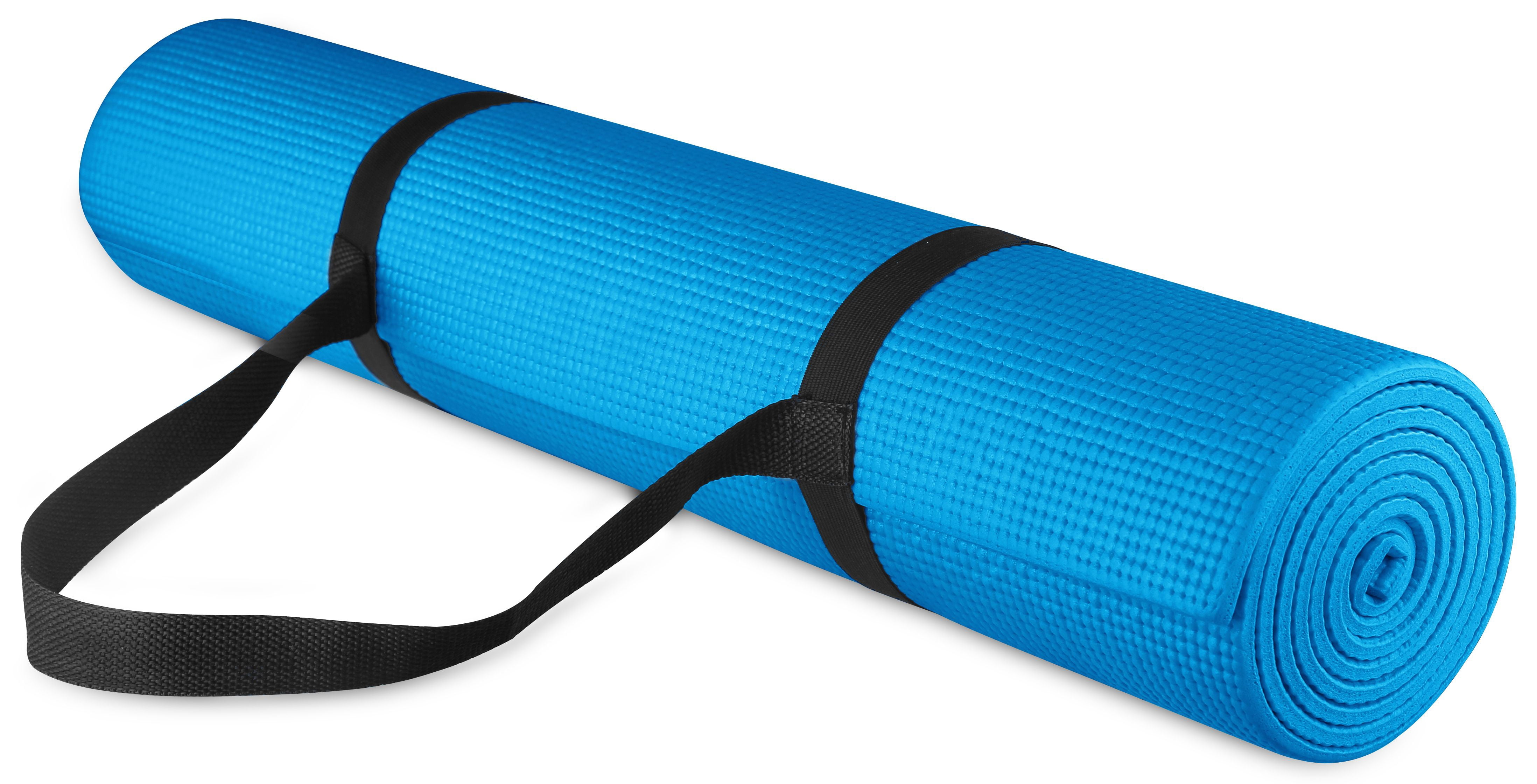 All Purpose 1/4-Inch High Density Anti-Tear Exercise Yoga Mat with Carrying Strap, Multiple Colors