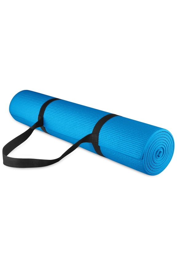 All Purpose 1/4-Inch High Density Anti-Tear Exercise Yoga Mat with Carrying Strap, Multiple Colors