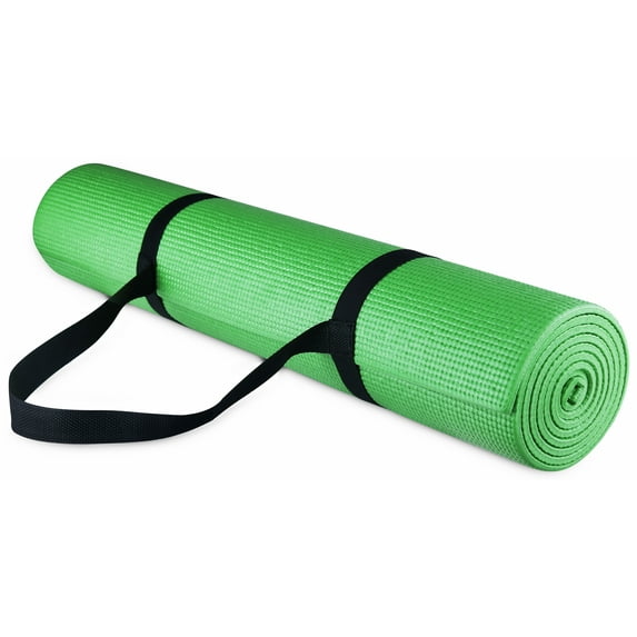 Fitvids 1/4-Inch High Density Thick Non Slip Workout Yoga Mat with Carry Strap, Green