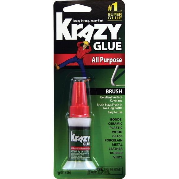 All Purpose Brush-On Krazy Glue, 0.17 Oz, Dries Clear | Bundle of 5 Each