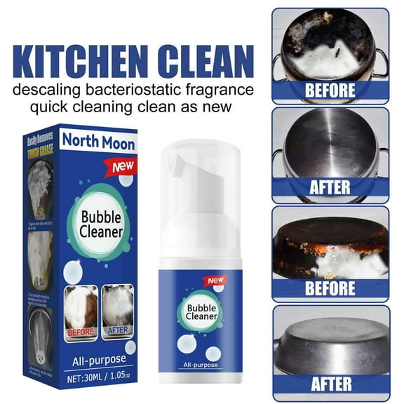 All-Purpose Bubble Cleaner Foam Spray,Foaming Heavy Grease Cleaner,Foaming Kitchen Degreaser,Stubborn Grease Stain Remover Spray, Solid Grease & Stain Remover Cleaning Spray (30ml,1PC)