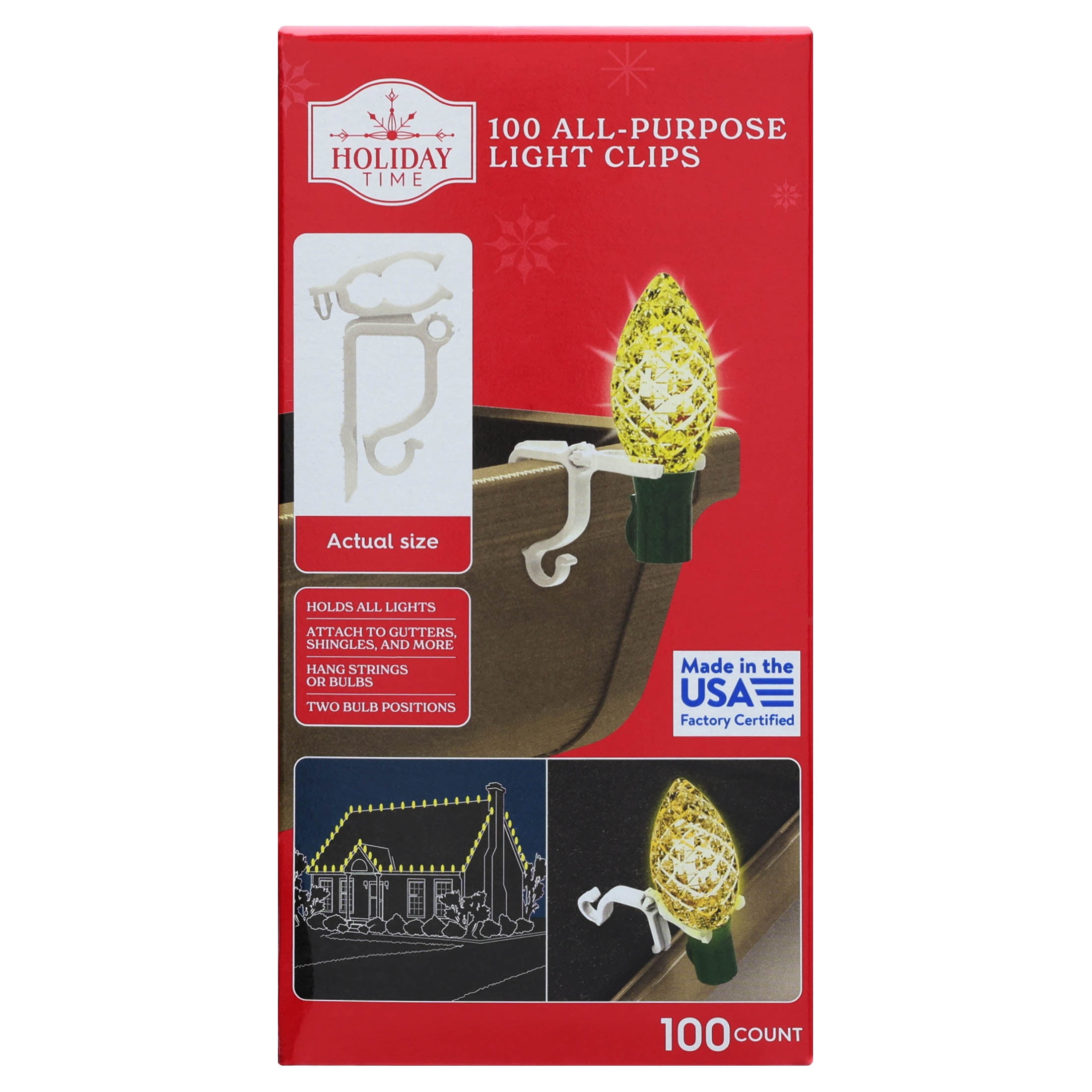 All-Purpose Christmas Light Clips, White, 100 Count, by Holiday Time